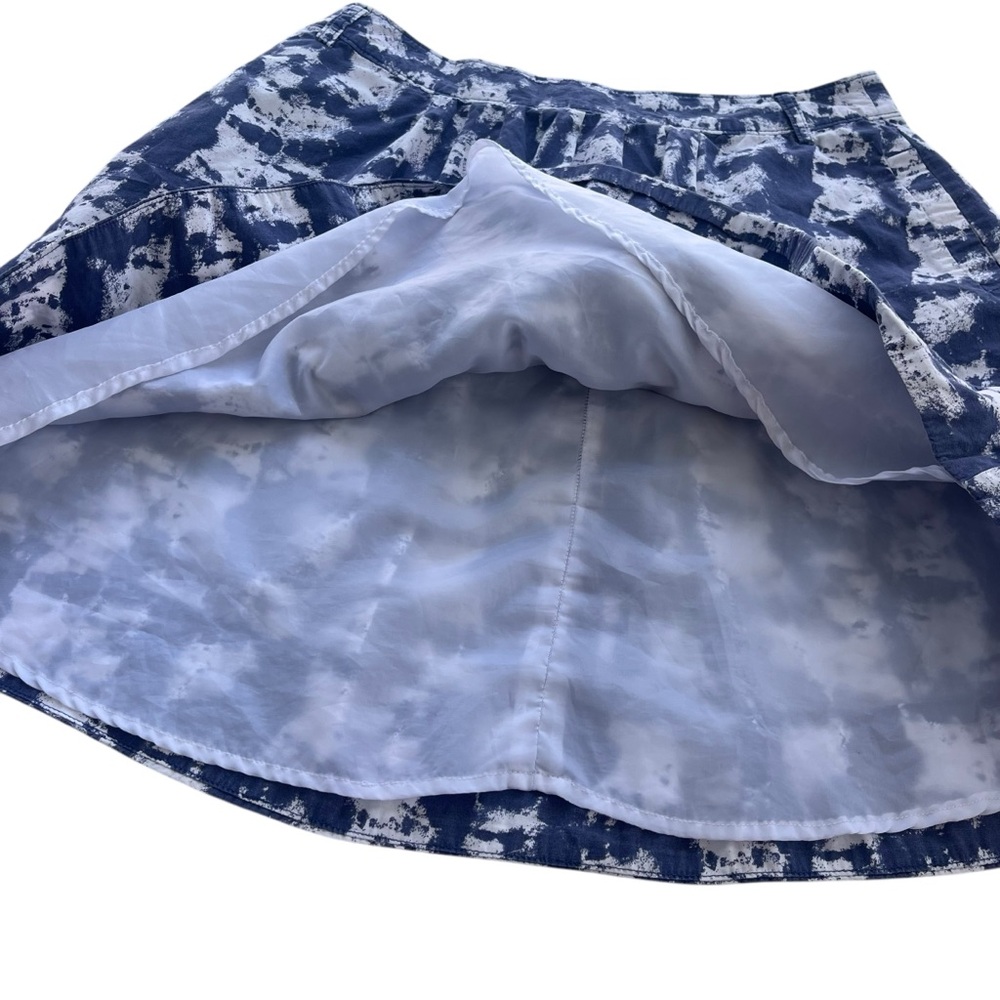 Fossil Women’s Size 12 Blue White Tie-dye Pleated Lined A-line Mini Skirt Cotton - Picture 11 of 16